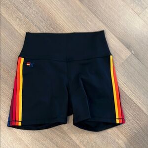 Women's Black Shorts with Multicolor Stripes